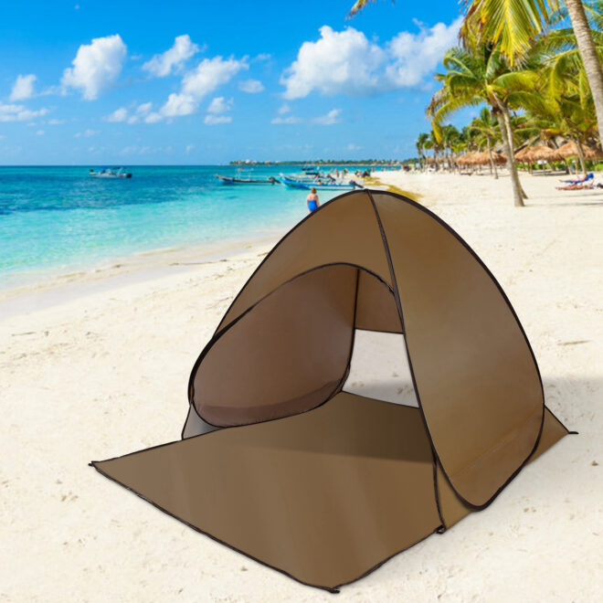 Pop Up Beach Tent Sun Shade Shelter Anti-UV Automatic Waterproof Tent Canopy for 2/3 Man w/ Net Window Storage Bag - Image 10